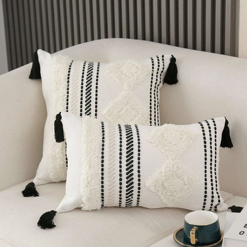 Boho Striped  Tassels Cushion Cover