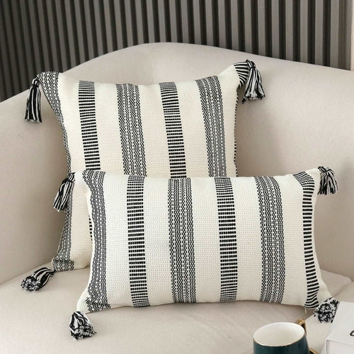 Boho Striped  Tassels Cushion Cover