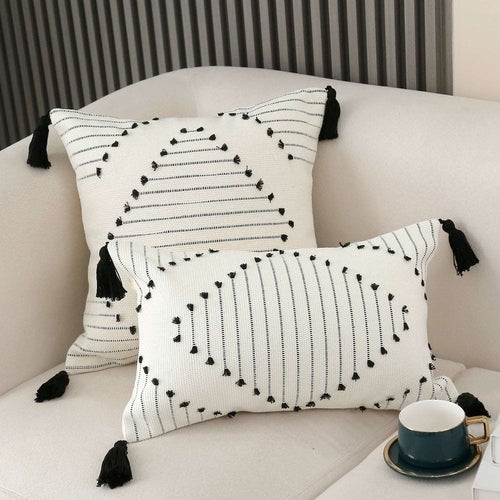 Boho Striped  Tassels Cushion Cover