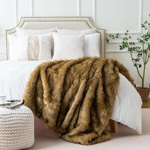 Faux Fur Ocher Blanket