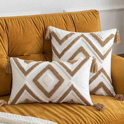 Geometric Tasseled Pillow Case