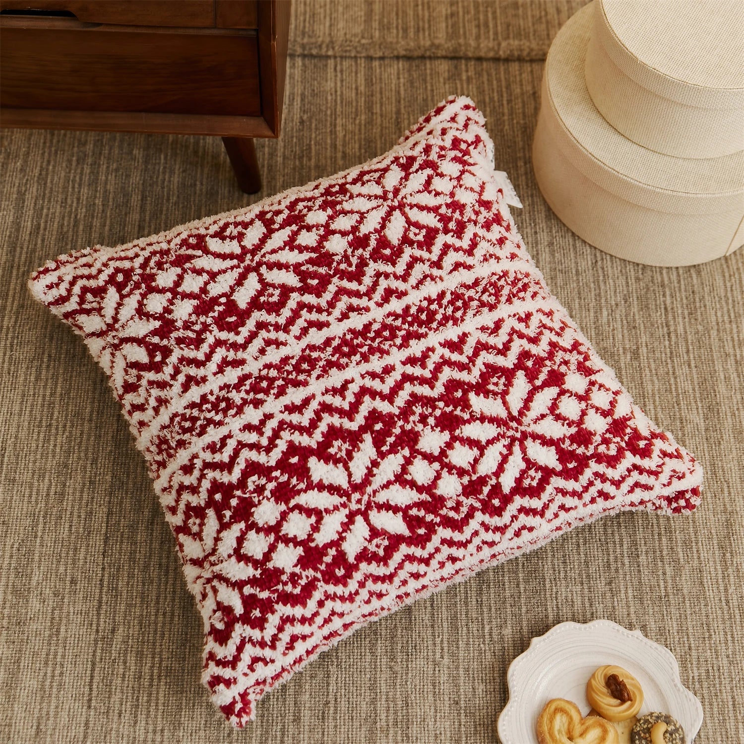 Christmas Snowflake Square Decorative Pillow Cover