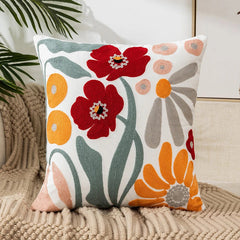 Flower Embroidery Throw Pillow Cover