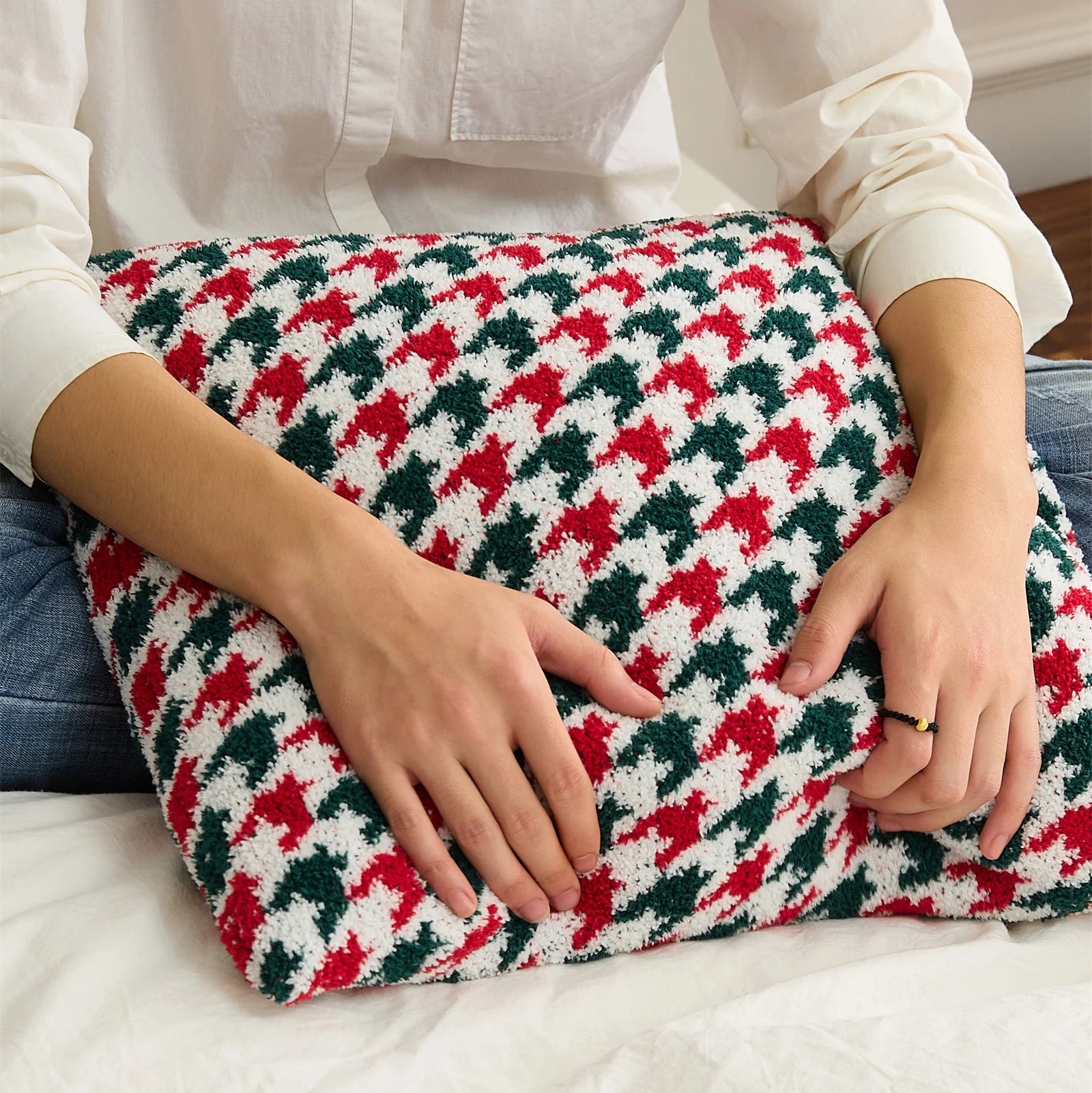 Houndstooth Christmas Cushion Cover