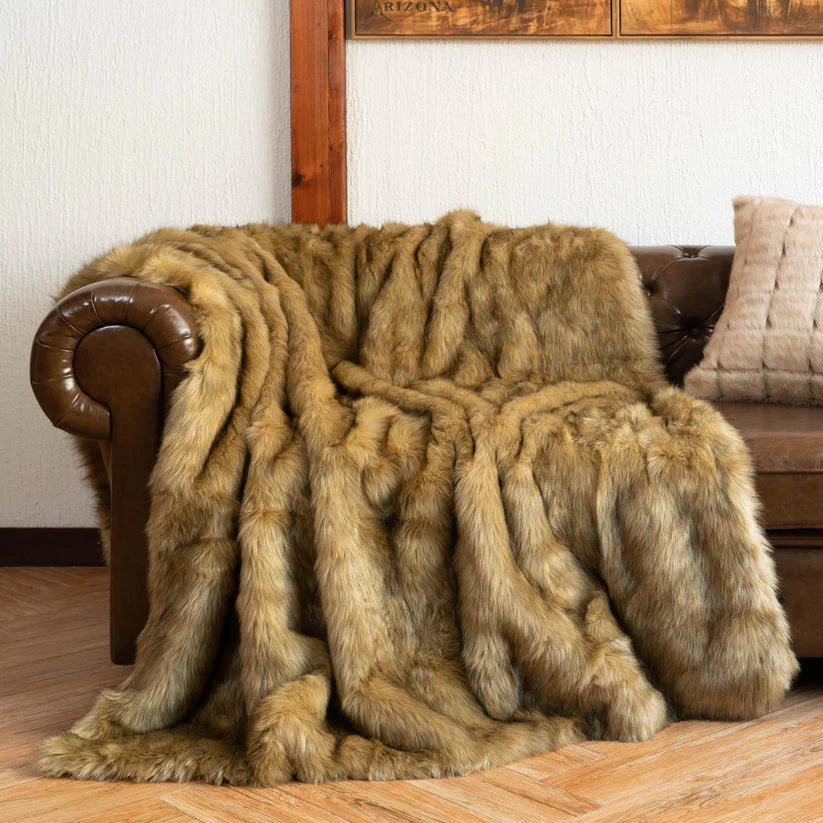 Faux Fur Ocher Blanket