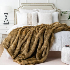 Faux Fur Ocher Blanket