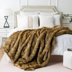 Faux Fur Ocher Blanket