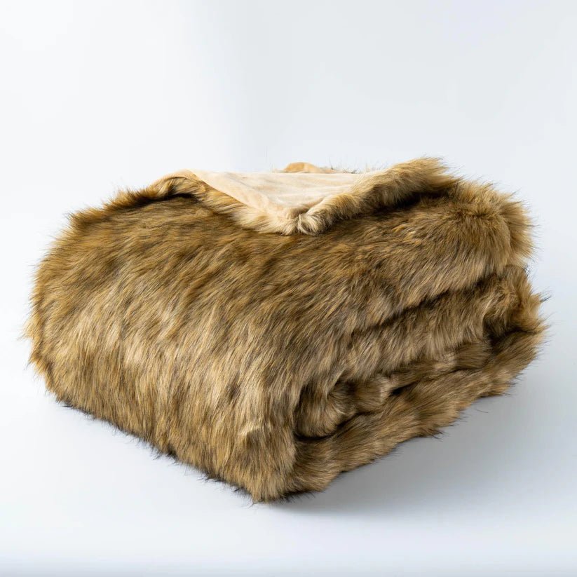 Faux Fur Ocher Blanket