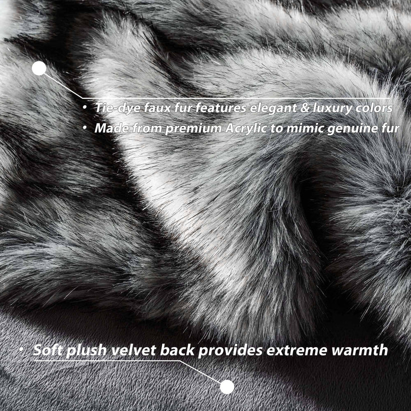 Luxury Faux Fur Throw Blanket Slate