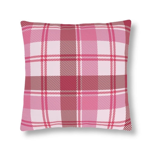 Decorative Indoor/outdoor Pillow - Pink and White Plaid