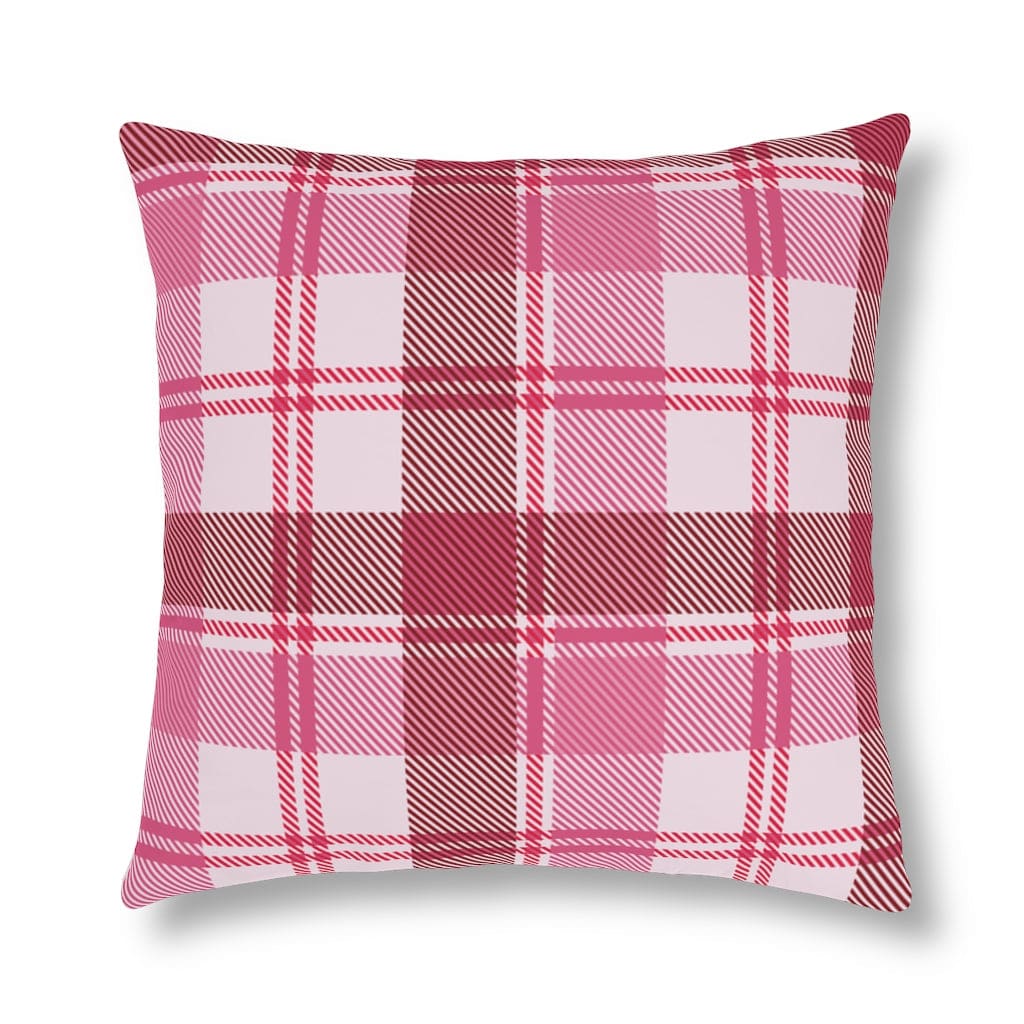 Decorative Indoor/outdoor Pillow - Pink and White Plaid